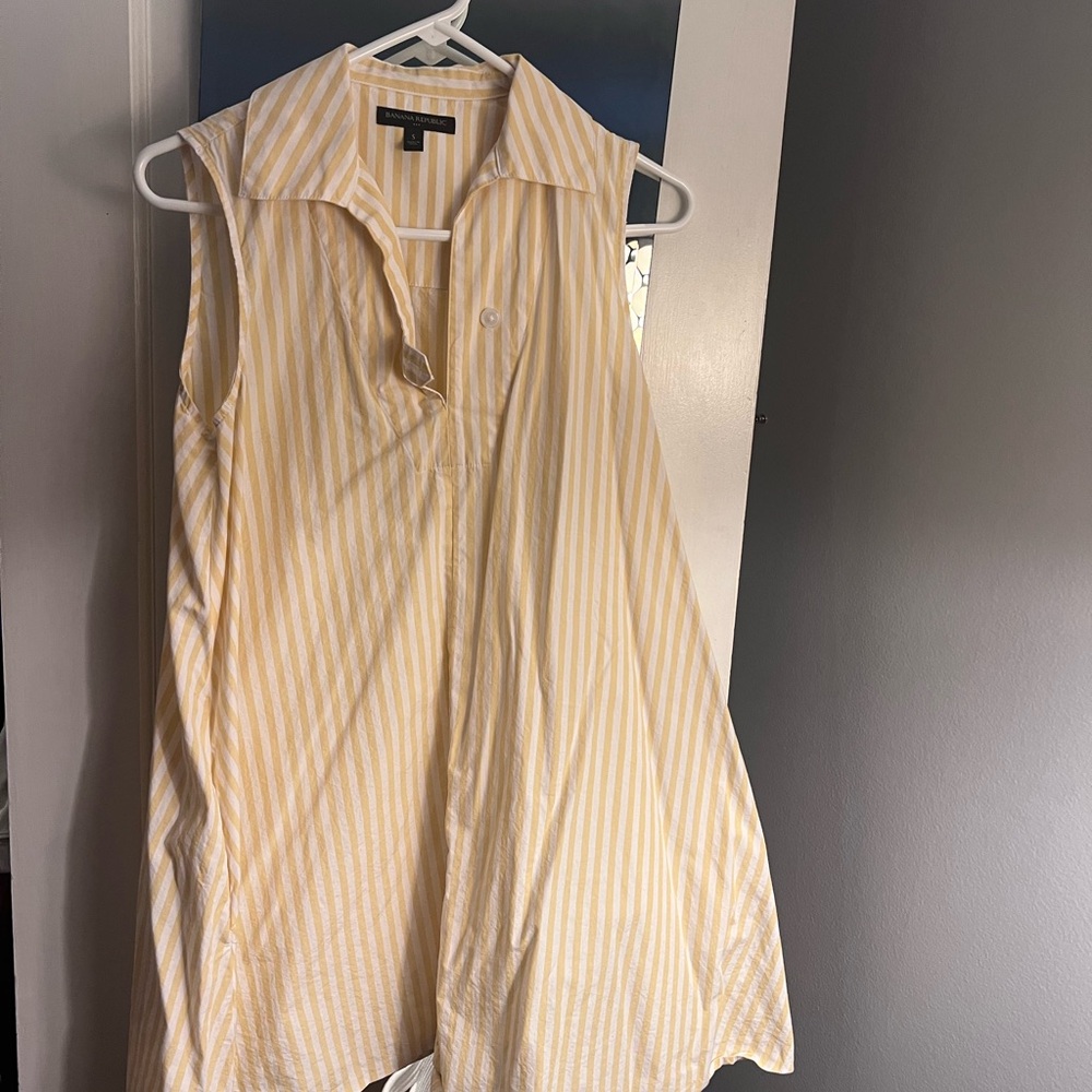 Yellow Striped Sleeveless Blouse